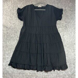 Gypsy Love Dress Womens Medium Black Tiered Knee Length Goth Boho Festival